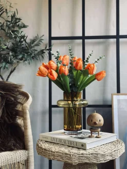 Vase i mundblæst glas - Lyngby amber