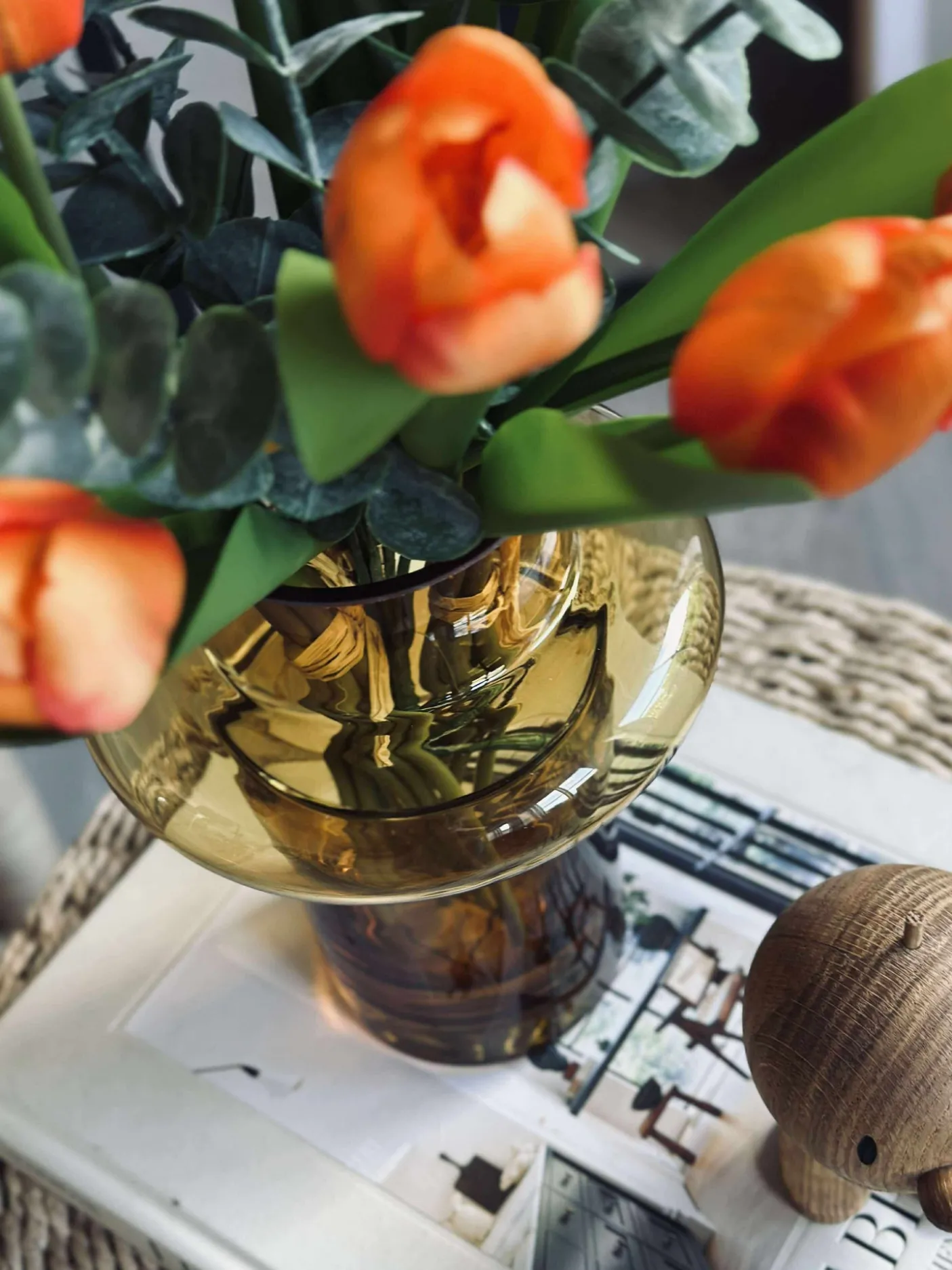 Vase i mundblæst glas - Lyngby amber
