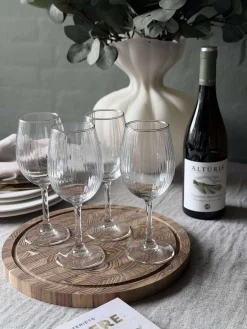 Vinglas Rillet med guld kant - 4 stk. 350ml