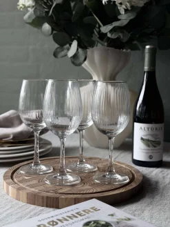 Vinglas Rillet med guld kant - 4 stk. 350ml